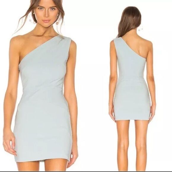 NWT Michael Costello x REVOLVE Ava Dress One Shoulder in Ice Blue- Size Small - Picture 1 of 10